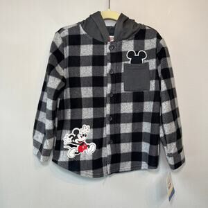 Disney Junior Mickey Mouse Toddler Plaid Button Flannel Black Gray Size 3T